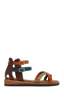 Woman Multicolor Leather Bodrum Sandal | Derimod