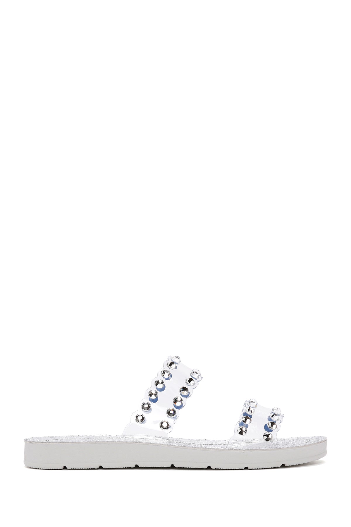 Women's Silver Stone Transparent Slippers 24SFE4600PV | Derimod