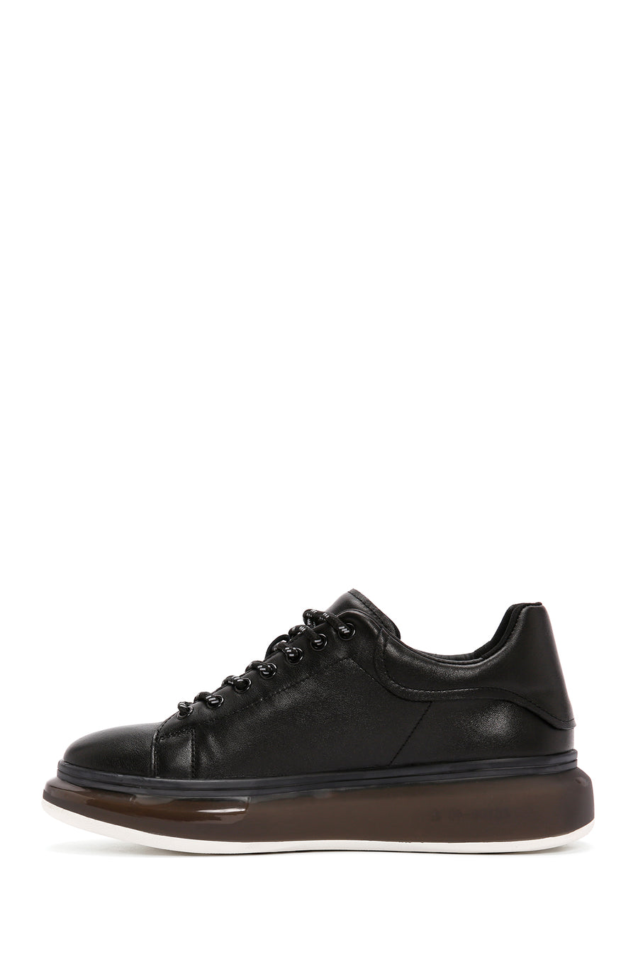 Men's Black Thick Sole Lace Up Leather Sneaker