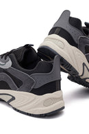 Male Gray Lace-Up Thick-Soled Leather Sneaker | Derimod
