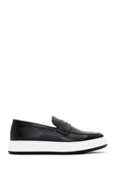 Men's Black Leather Thick Soled Sports Loafer | Derimod