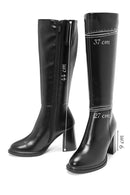 Women's Black Zipper High Thick Heel Boots | Derimod