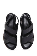 Women's Black Ankle Strap Leather Comfort Sandals | Derimod