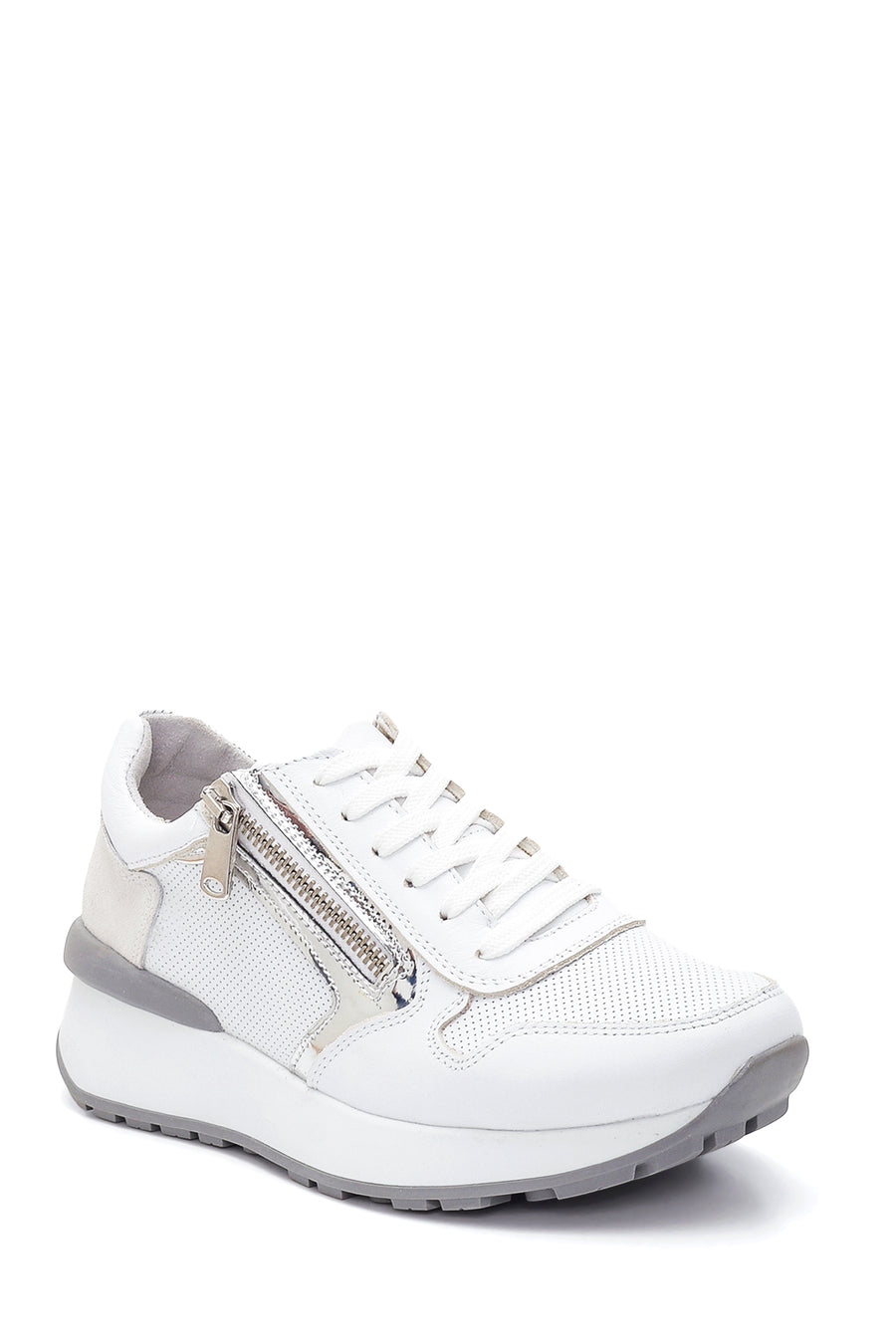 Kadın Deri Fermuarlı Sneaker
