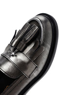 Kadın Gümüş Deri Püsküllü Maskülen Loafer | Derimod