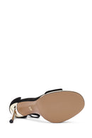 Women's Black Ankle Strap Thin High Heel Suede Leather Shoes | Derimod