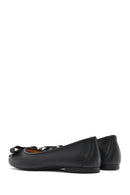 Women's Black Leather Ballerinas | Derimod