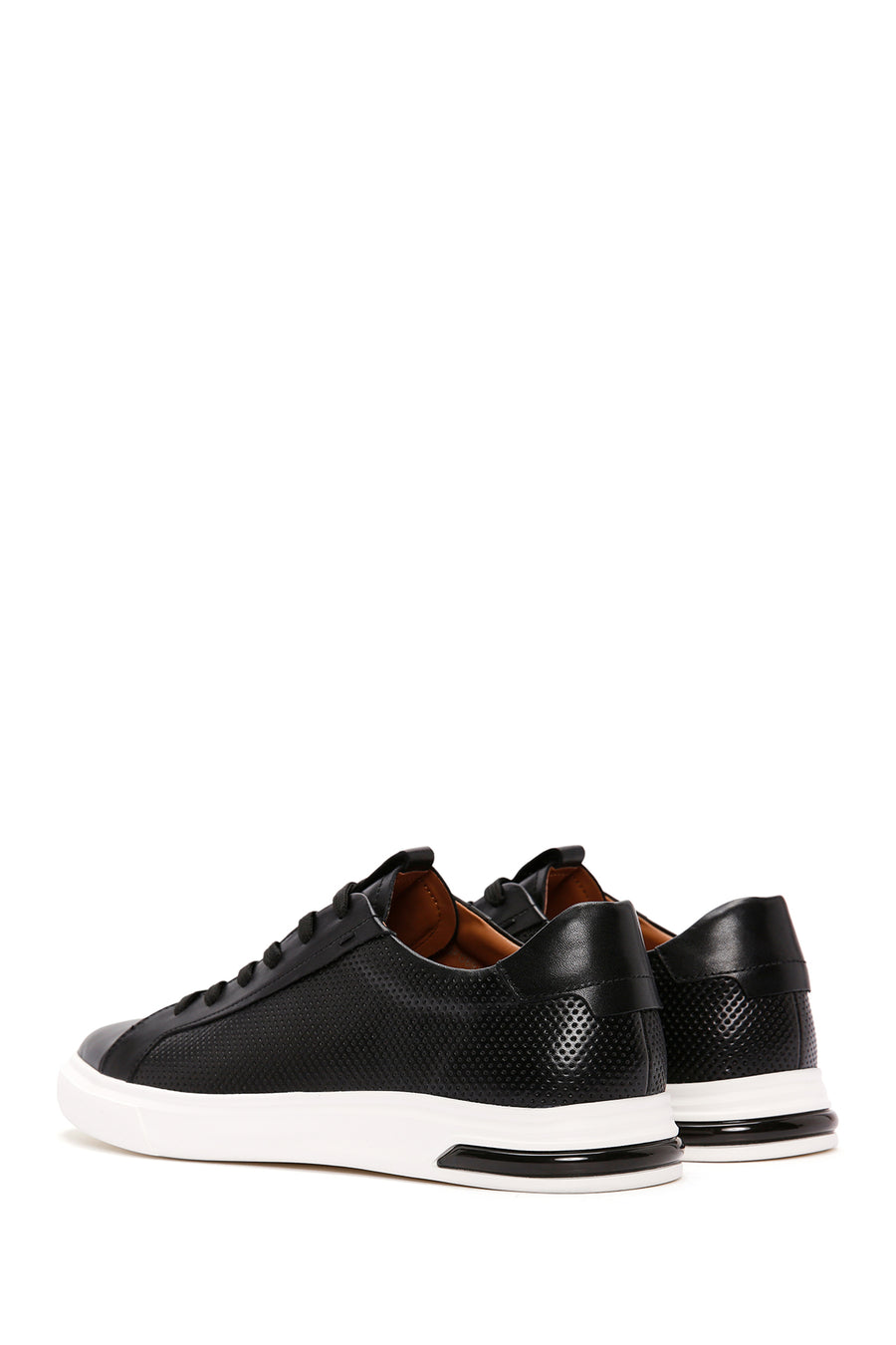 Men's Black Lace-up Leather Sneaker