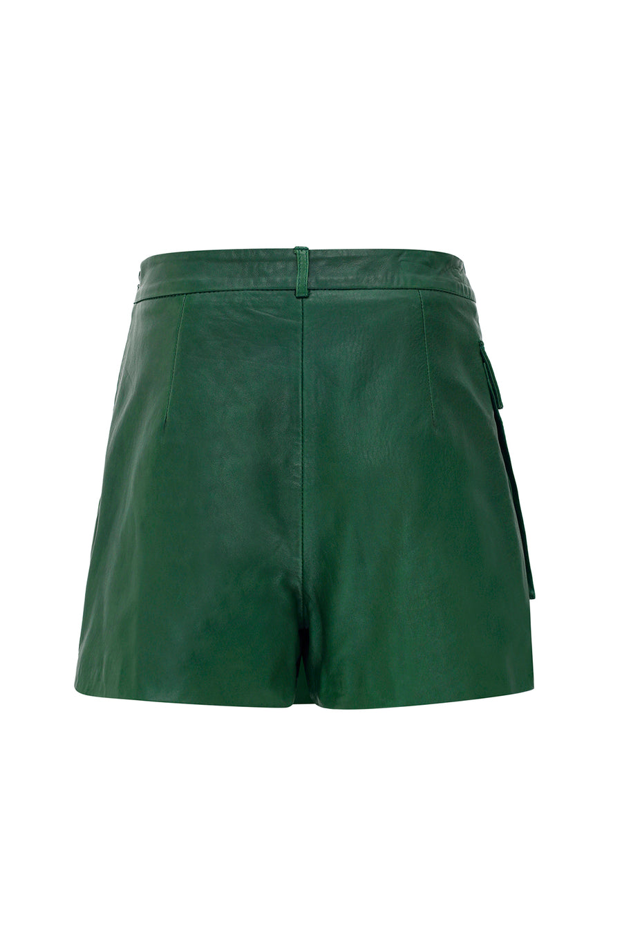 Zen Women Green Leather Shorts Skirt