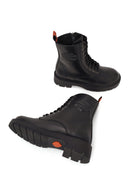 Harley Davidson Woman Black Cree Zip Closure Leather Combat Boots | Derimod