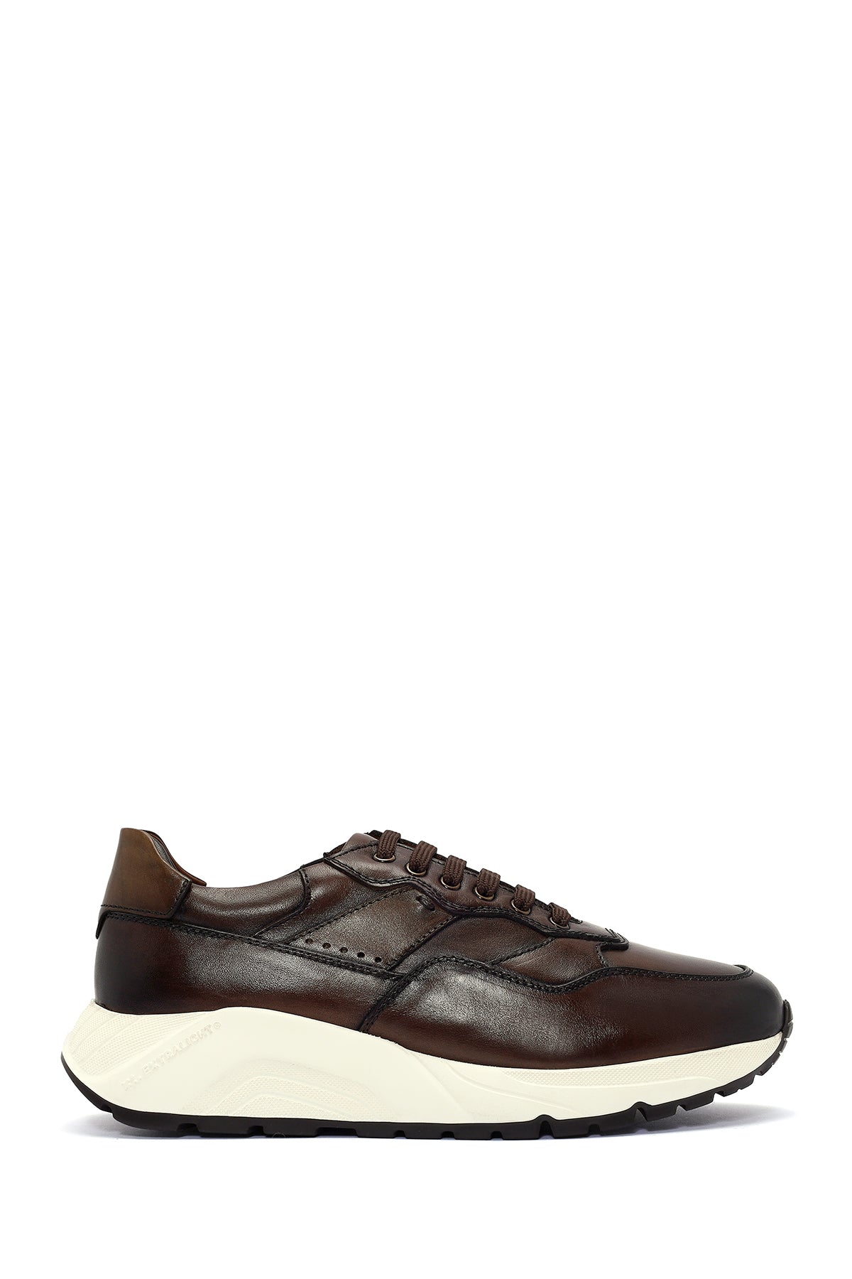 Erkek Kahverengi Kalın Tabanlı Bağcıklı Deri Sneaker 24WFD724518 | Derimod