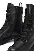 Women's Black Zippered Thick-Soled Leather Boot | Derimod