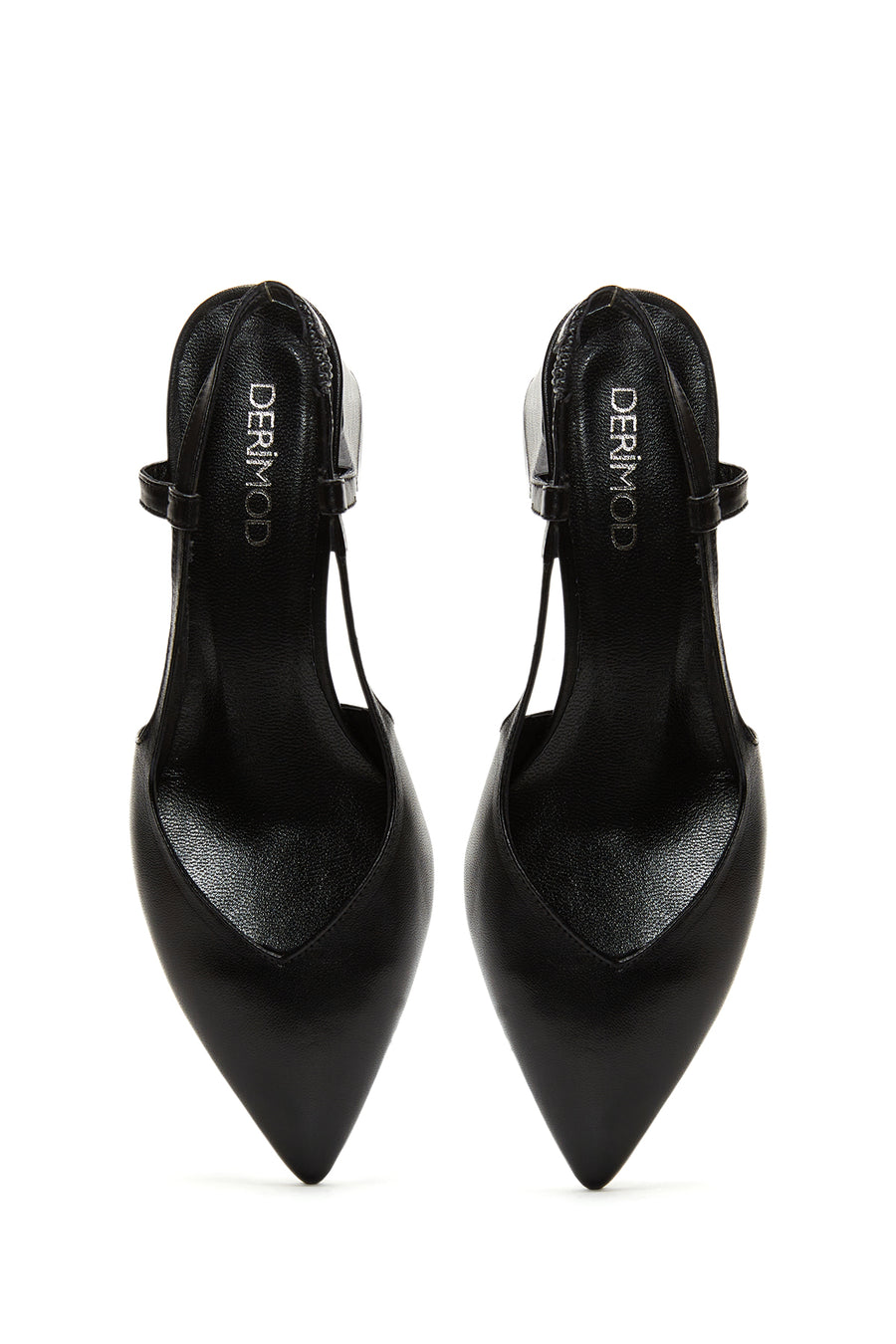 Women's Black Leather Heeled Shoes