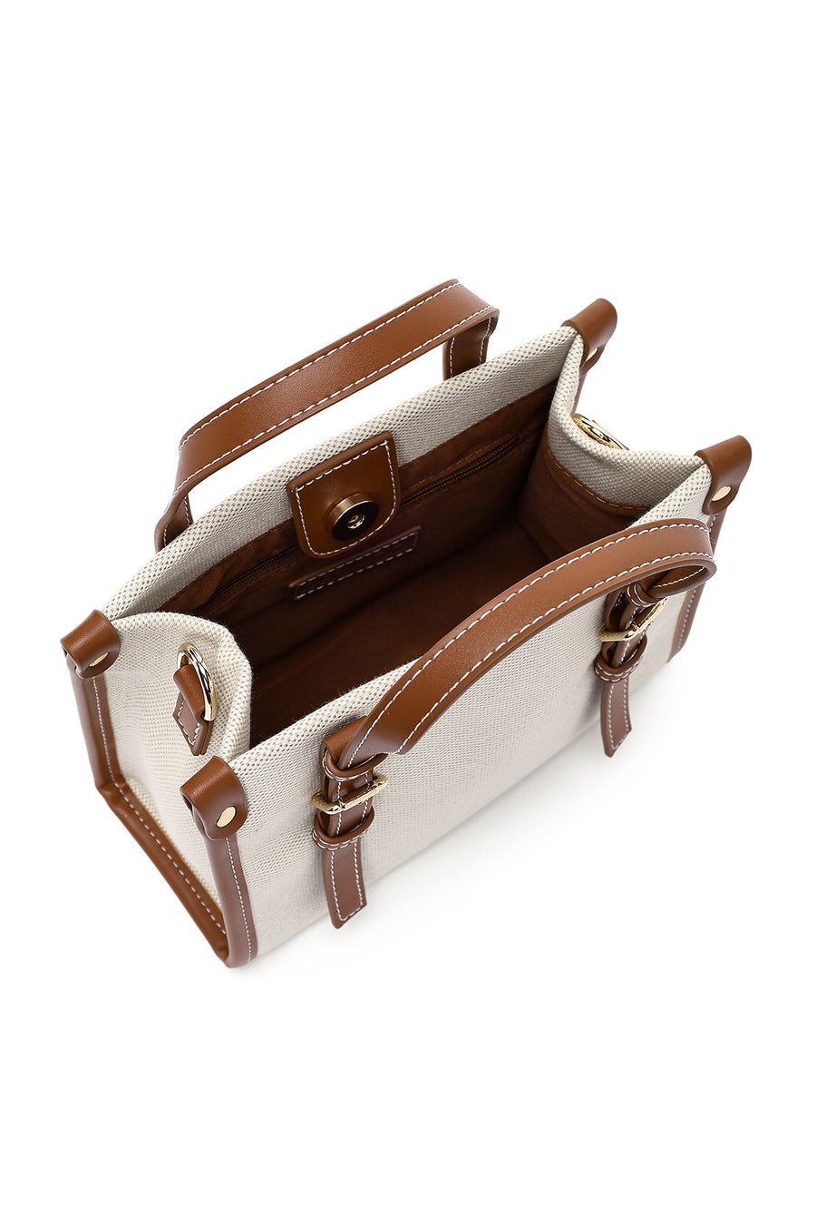 Women's Beige Long Strap Fabric Crossbody Bag