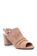 Women's Open Toe Suede Heeled Shoes | Derimod