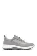 Men's Grey Lace-Up Thick-Sole Sneakers | Derimod