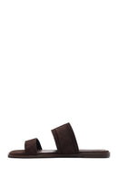 Woman Brown Buckled Suede Leather Slippers | Derimod