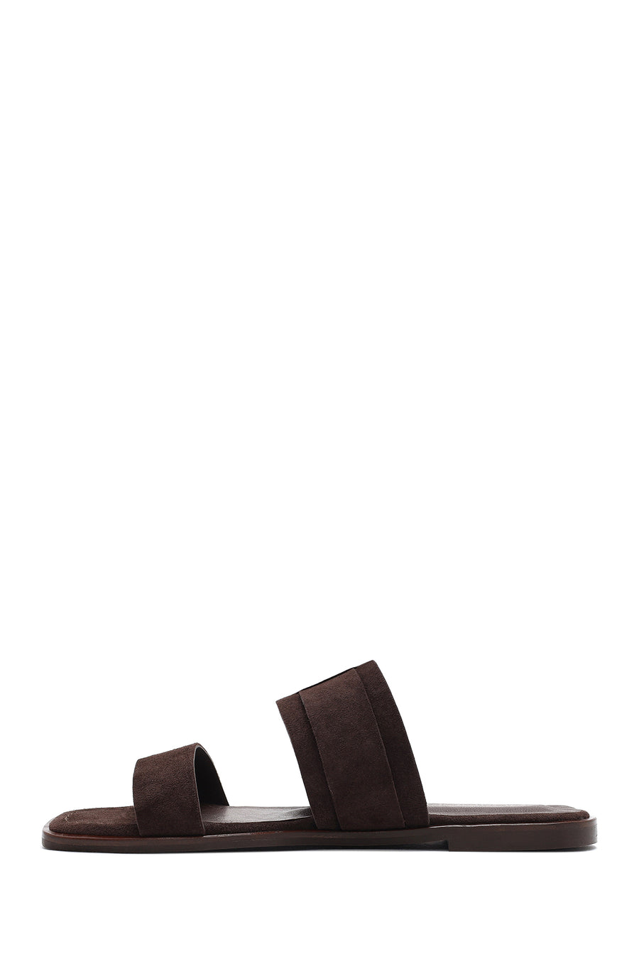 Women's Brown Buckled Suede Leather Slippers
