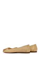 Women's Yellow Leather Buckle Ballerinas | Derimod