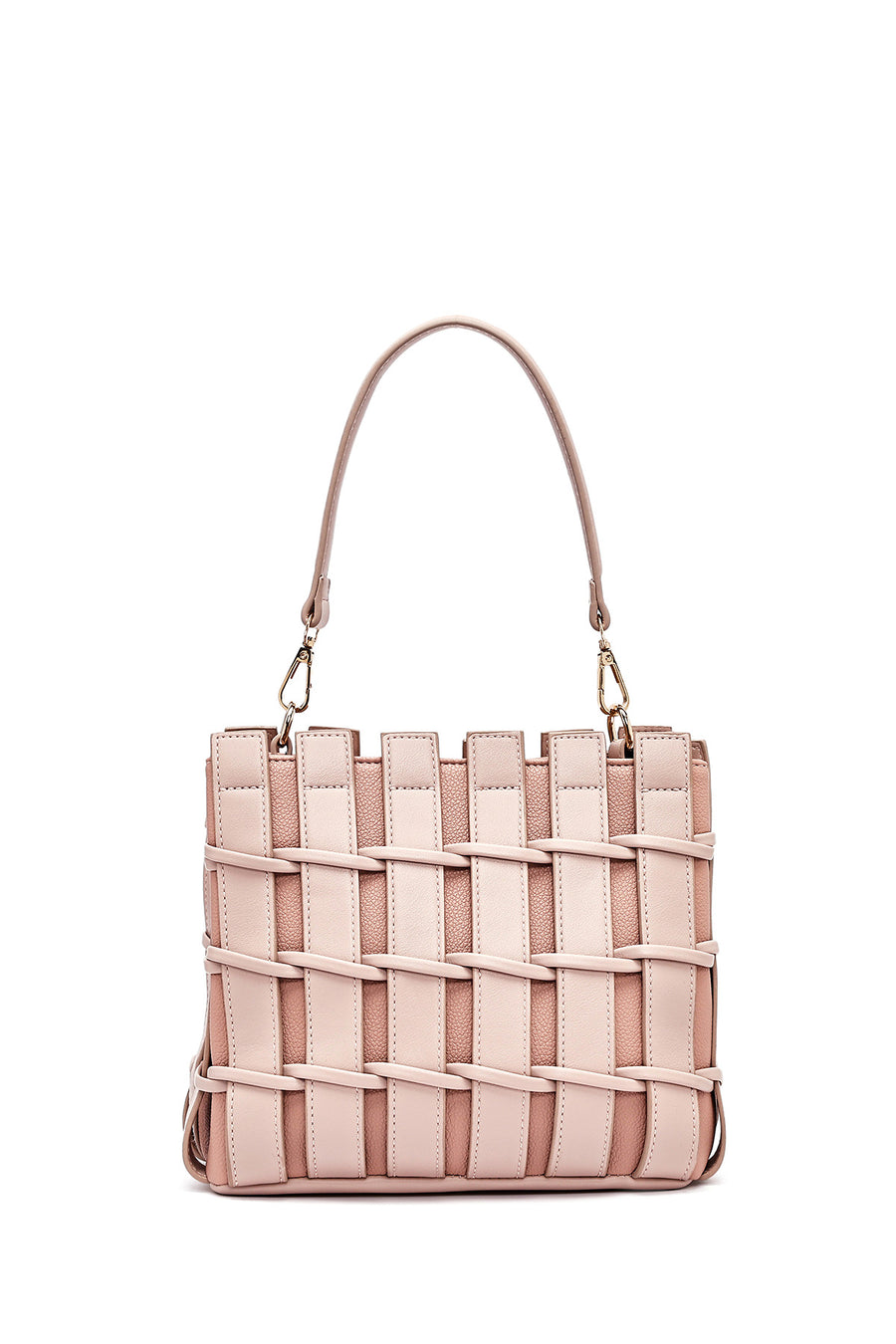 Women's Pink Long Strap Knitted Shoulder Bag