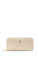 Woman Cream Crocodile-Embossed Wallet | Derimod