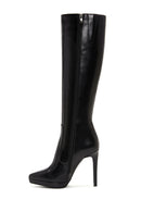 Women's Black Leather High Heel Boots | Derimod