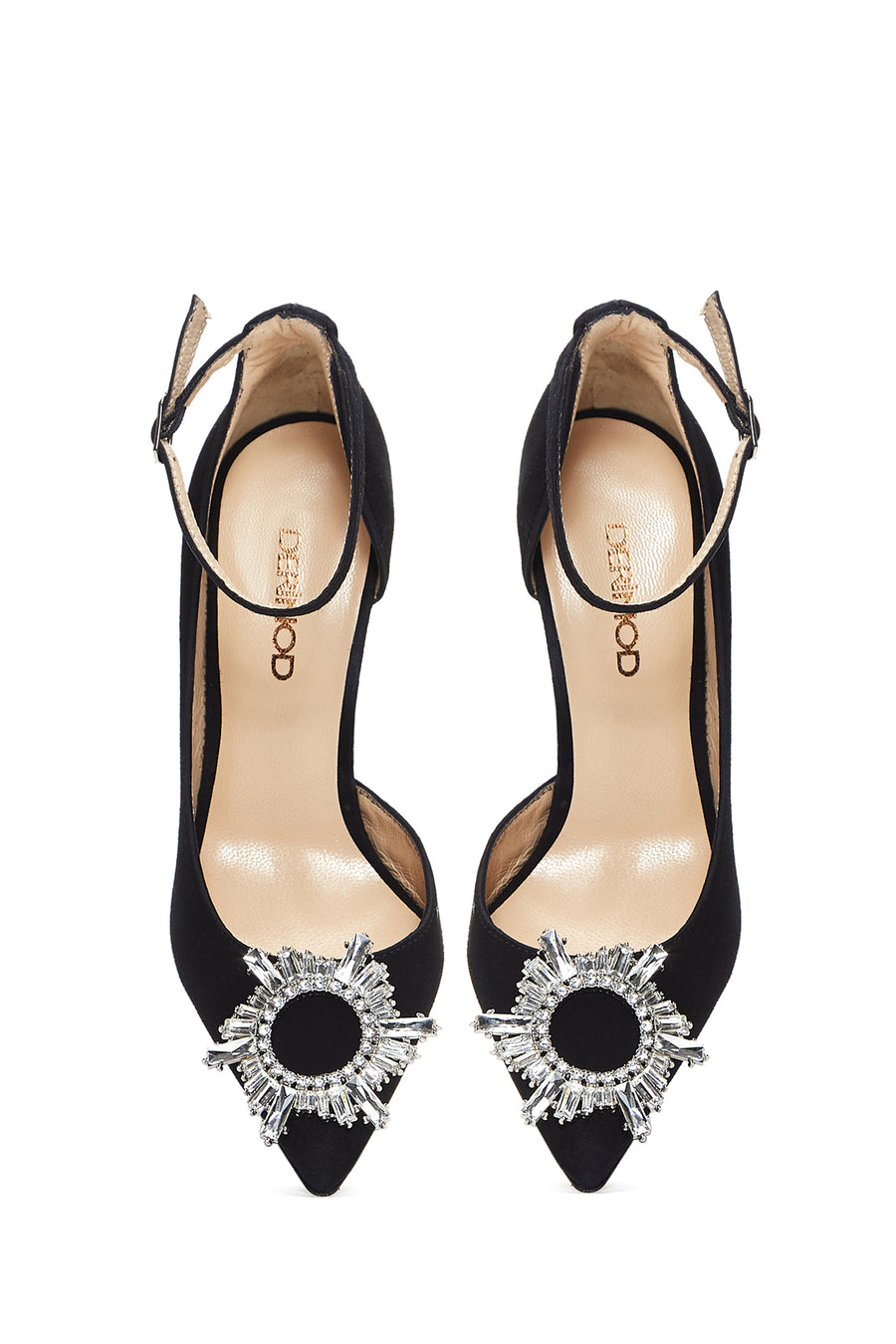 Women's Black Suede Leather Heeled Shoes