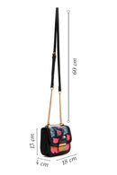 Women's Black Long Strap Printed Crossbody Bag | Derimod
