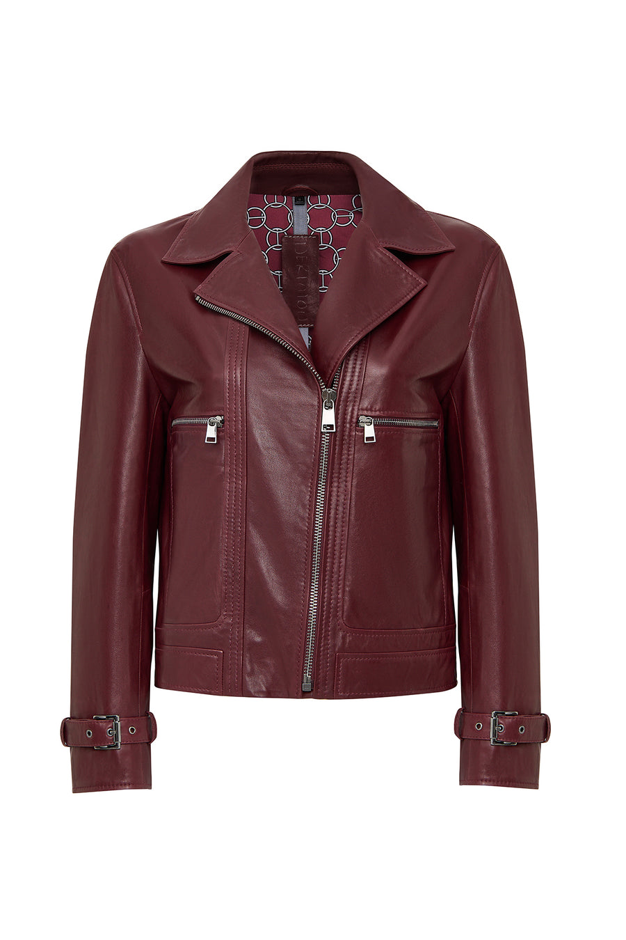 Paloma Women's Burgundy Short Oversize Biker Leather Jacket 25WGD5608VE | Derimod