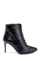 Women's Crocodile Patterned Thin Heeled Boots | Derimod