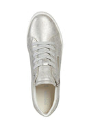Geox Women's Silver Blomiee Lace-up Leather Sports Sneaker | Derimod