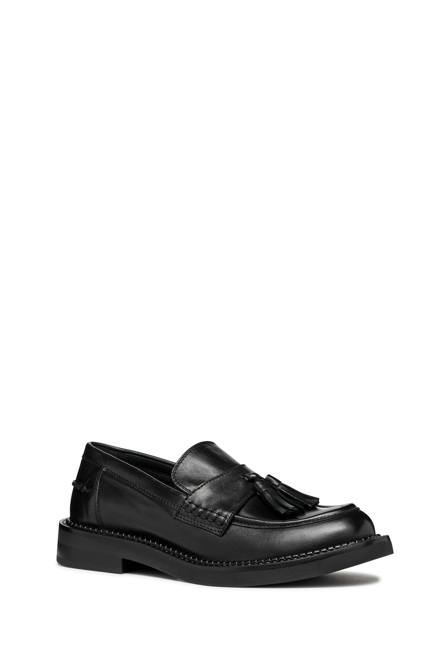 Geox Women's Black Serilda Leather Masculine Loafer