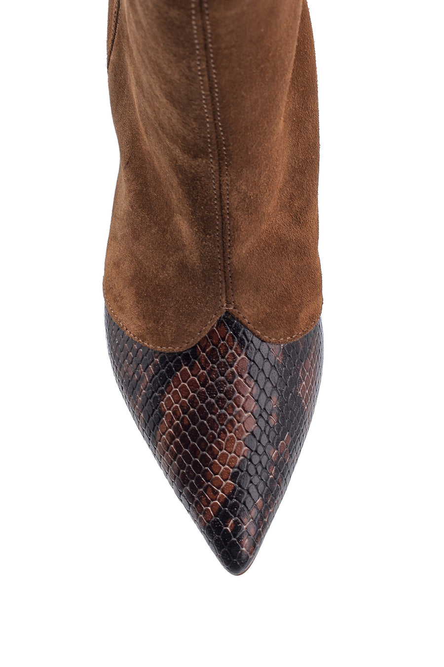 Women's Snake Detailed Heeled Leather Boots