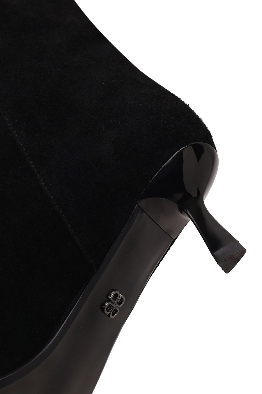 Woman Black Short Thin-Heeled Suede Short Boots