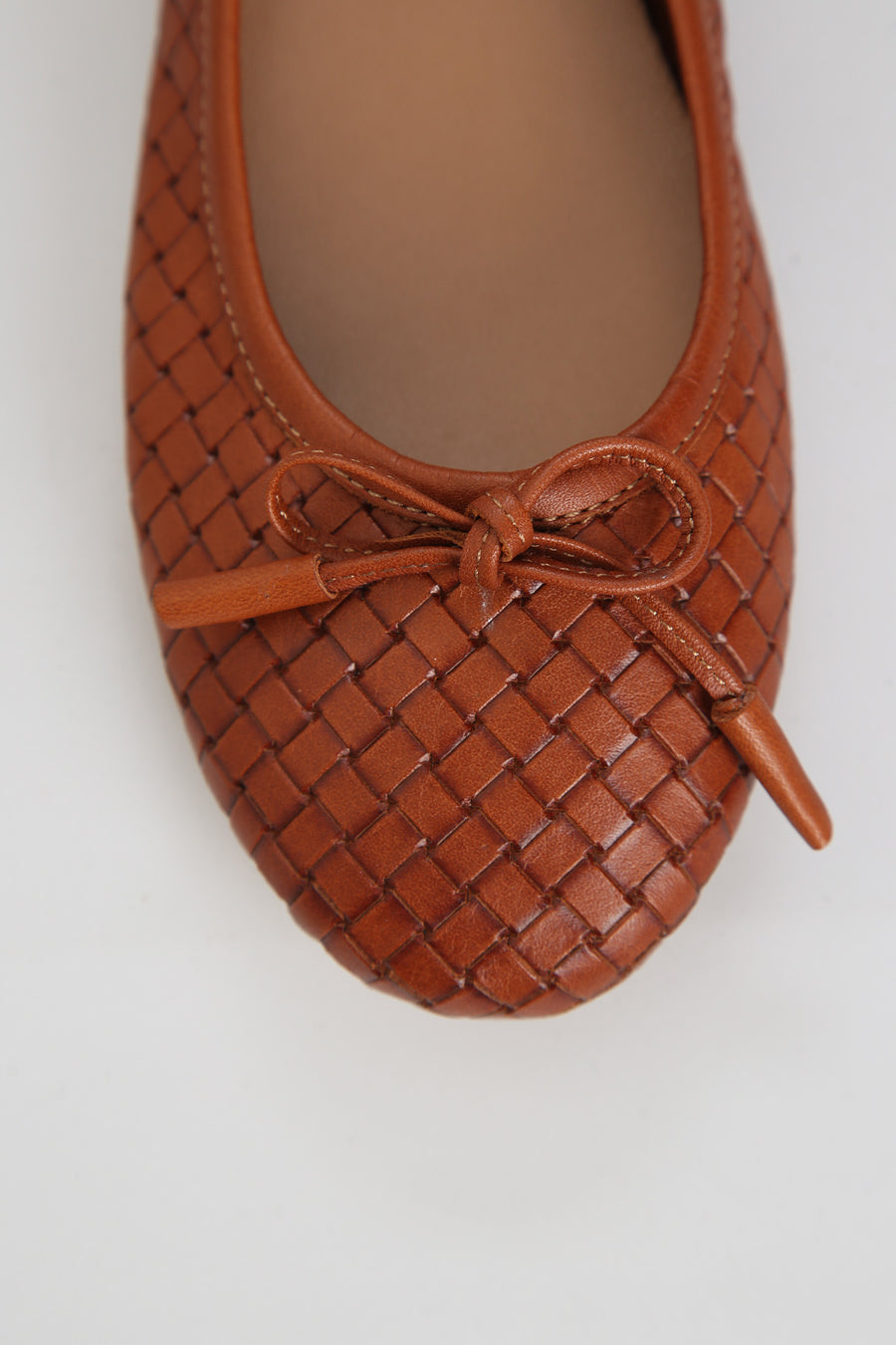 Tan Women's Leather Ballerinas
