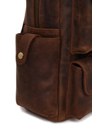 Male Brown Leather Backpack | Derimod