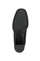 Geox Women's Black Teulada Zippered Thick Heel Leather Boots | Derimod