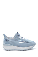 Women's Leather Suede High Sole Sneaker | Derimod