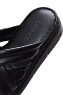 Women's Black Leather Comfort Slippers | Derimod
