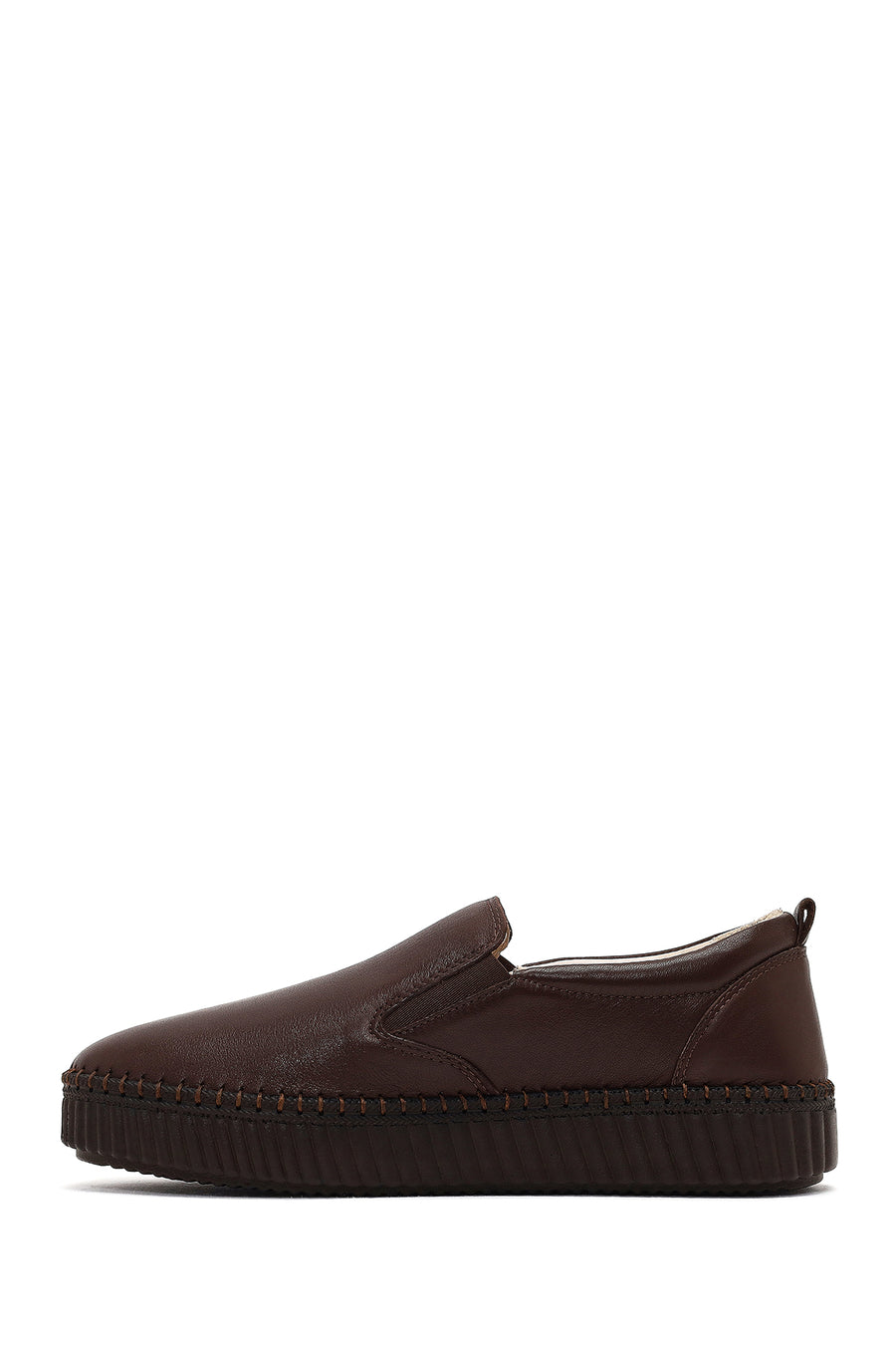 Women's Brown Thick-Soled Leather Comfort Shoe