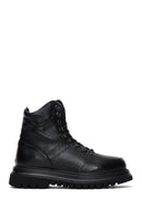 Women's Black Leather Flat Boots | Derimod