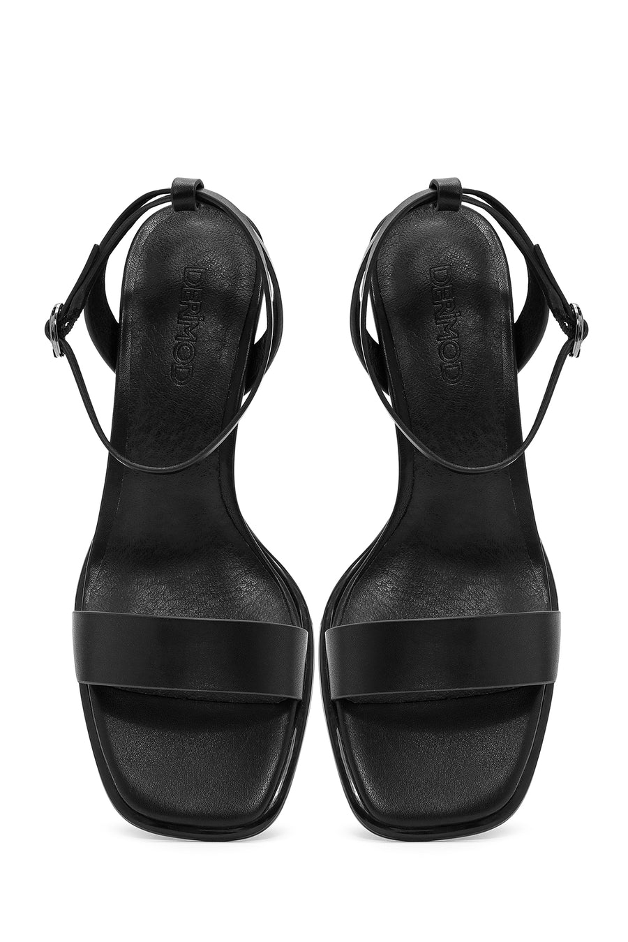 Women's Black Ankle Strap Heeled Sandals