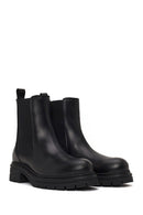 Woman Black Thick-Soled Leather Chelsea Boots | Derimod