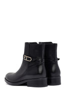 Woman Black Zip Closure Leather Boots | Derimod