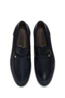 Erkek Lacivert Deri Örgü Detaylı Casual Loafer | Derimod