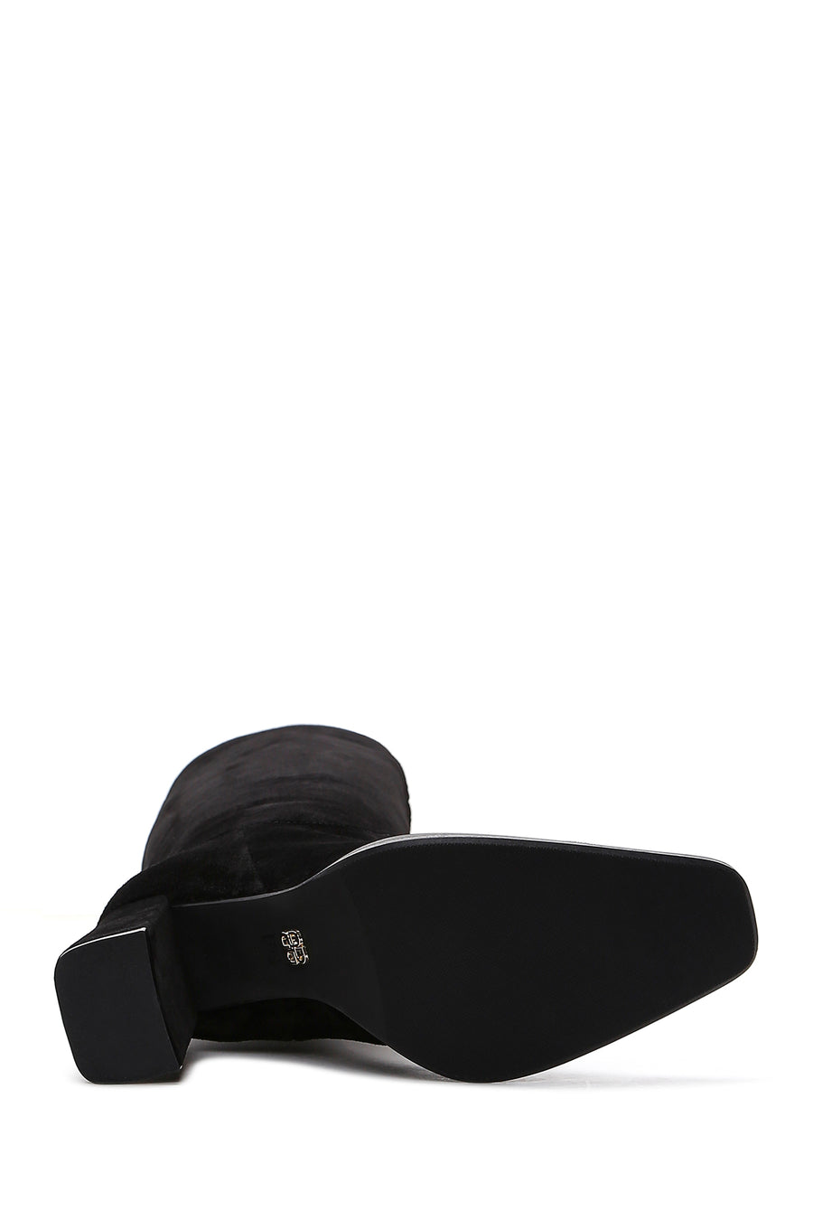 Women's Black Suede Leather Heeled Boots