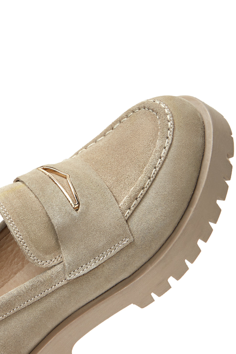 Women's Beige Thick Soled Suede Leather Masculine Loafer