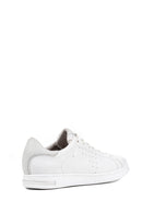 Geox Women's White Jaysen Lace-Up Leather Sneaker | Derimod