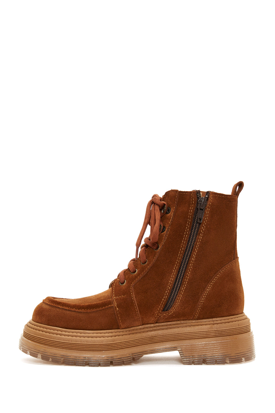 Women's Tan Leather Suede Boots Flat Boots