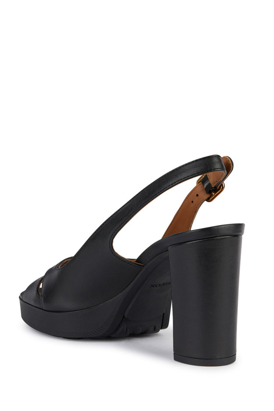 Geox Women Black Walk Pleasure 85S Back Buckle Thick Heel Leather Shoe